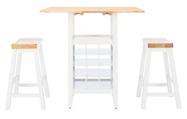 Safavieh Emeric 3 Pc Set Drop Leaf Pub Table - Natural | Bar Stools & Table | Modishstore - 2