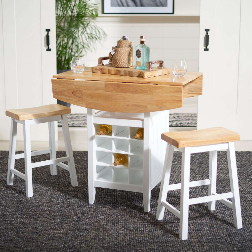 Safavieh Emeric 3 Pc Set Drop Leaf Pub Table - Natural | Bar Stools & Table | Modishstore - 4