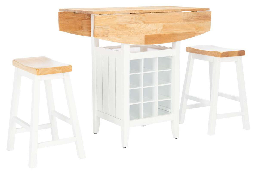 Safavieh Emeric 3 Pc Set Drop Leaf Pub Table - Natural | Bar Stools & Table | Modishstore - 3