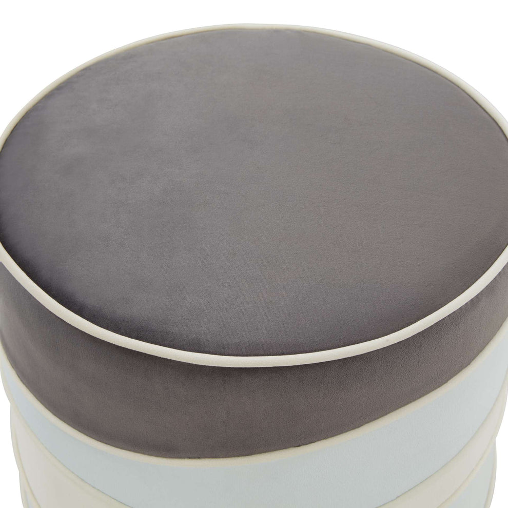 LeisureMod Almon 16" Round Multi Colored Velvet Ottoman | Ottomans | Modishstore - 3