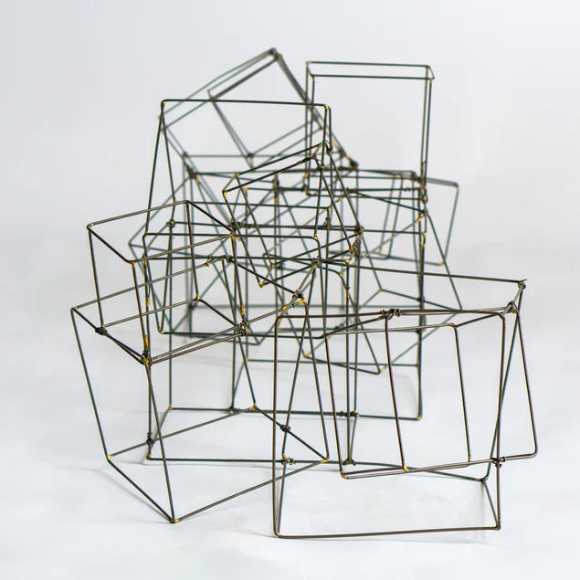 Wire Cube Sculpture By Gold Leaf Design Group | Sculptures | Modishstore - 3