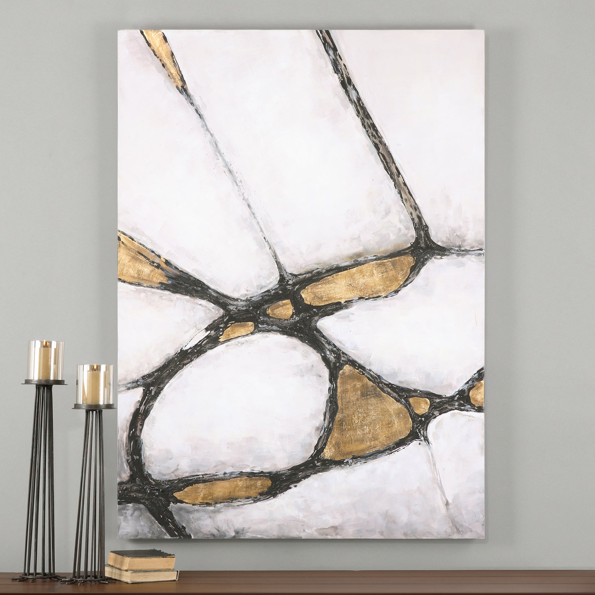 Uttermost Abstract Art In Gold And Black | Modishstore | Wall Art