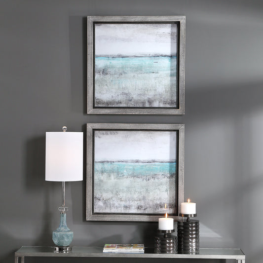 Uttermost Aqua Horizon Framed Prints, Set/2 | Modishstore | Frames