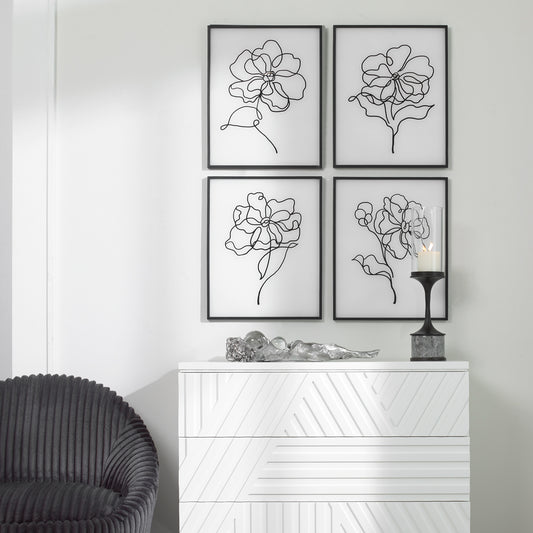 Uttermost Bloom Black White Framed Prints, S/4 | Modishstore | Frames