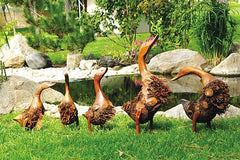 Garden Age Supply Natural Bamboo Root Ducks Set of 6