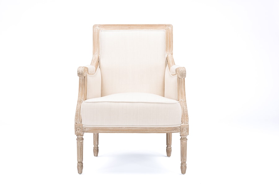 baxton studio chavanon wood light beige linen traditional french accent chair | Modish Furniture Store-3