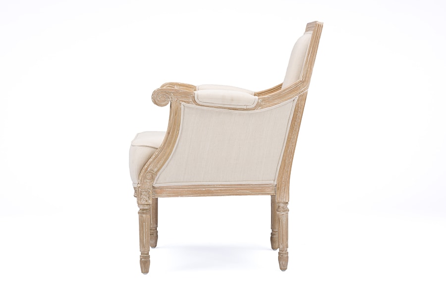 baxton studio chavanon wood light beige linen traditional french accent chair | Modish Furniture Store-4