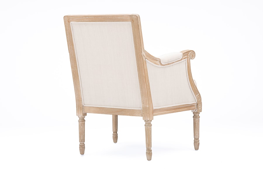baxton studio chavanon wood light beige linen traditional french accent chair | Modish Furniture Store-5