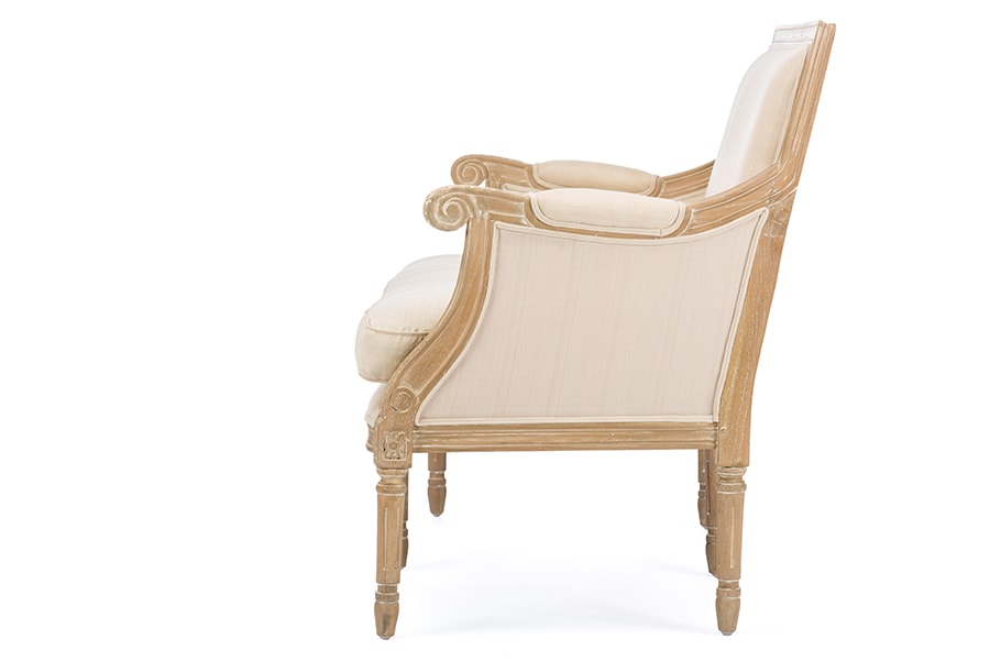 baxton studio chavanon wood light beige linen traditional french loveseat | Modish Furniture Store-5