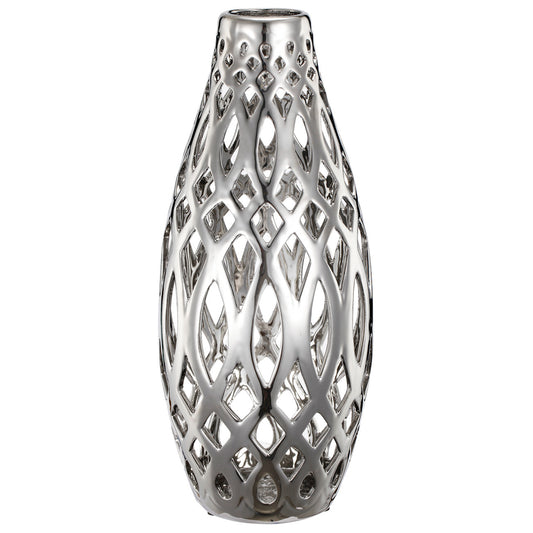 A&B Home Ceramic Cutwork Silver Vase - Set Of 2 | Vases | Modishstore