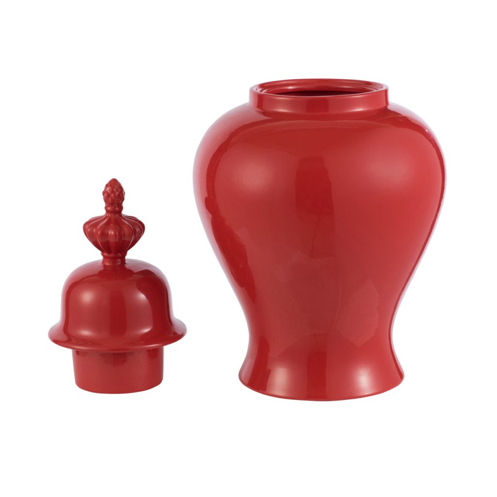 A&B Home Red Ceramic Jar | Jars & Canisters | Modishstore - 2