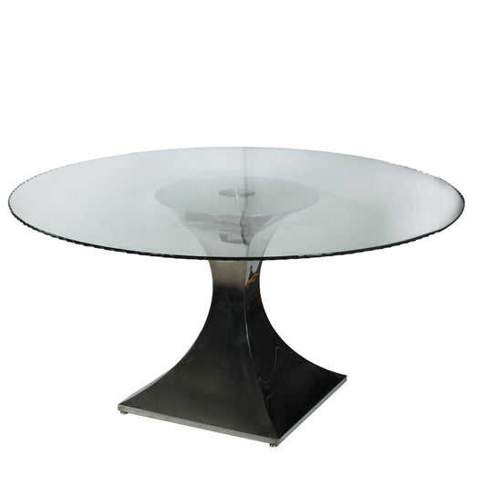 A&B Home Incurva Stainless Steel / Glass Top Dining Table | Dining Tables | Modishstore