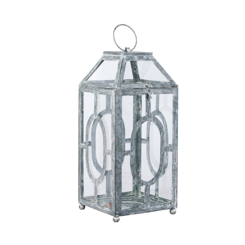 A&B Home Distressed Silver Finish Lantern | Lanterns | Modishstore - 2