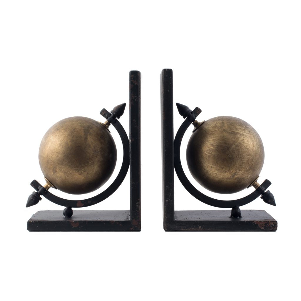 A&B Home Gold and Black Iron Bookends Set of 2 | Bookends | Modishstore - 2