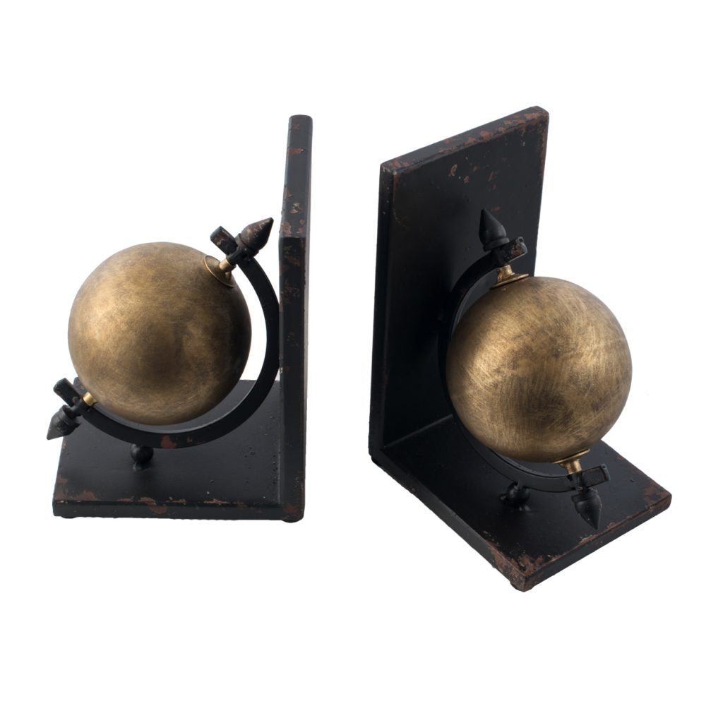 A&B Home Gold and Black Iron Bookends Set of 2 | Bookends | Modishstore - 3