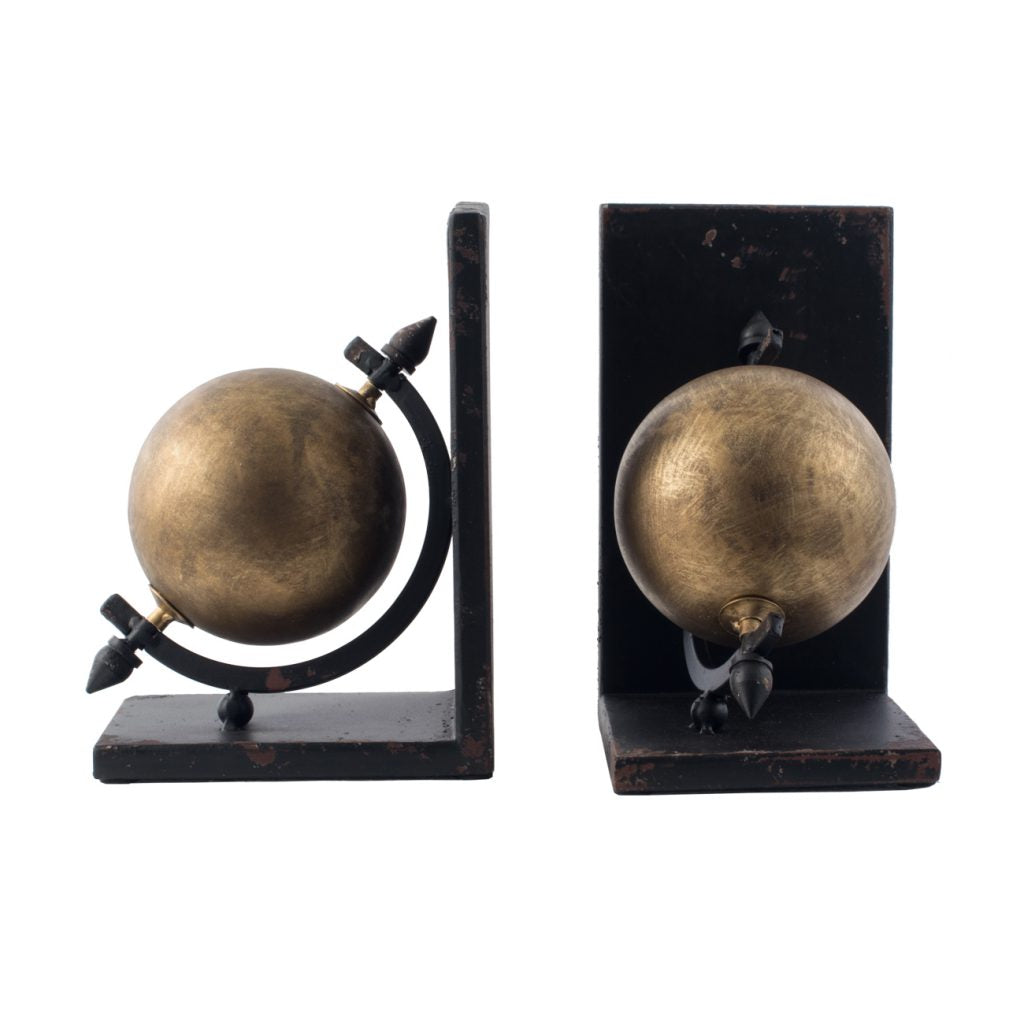 A&B Home Gold and Black Iron Bookends Set of 2 | Bookends | Modishstore