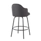 Ahoy Contemporary Fixed-Height Counter Stool in Black Metal and Charcoal Fabric By LumiSource - Set of 2 | Counter Stools | Modishstore - 7