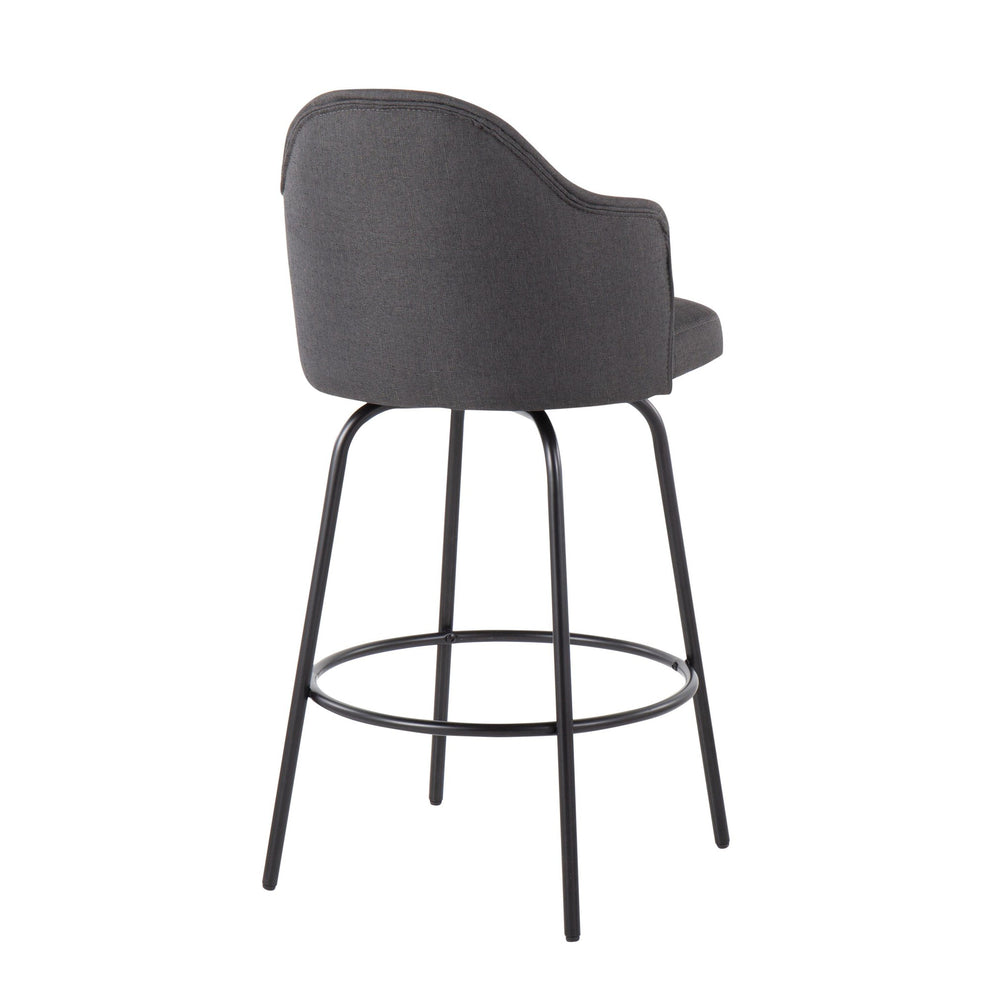 Ahoy Contemporary Fixed-Height Counter Stool in Black Metal and Charcoal Fabric By LumiSource - Set of 2 | Counter Stools | Modishstore - 7