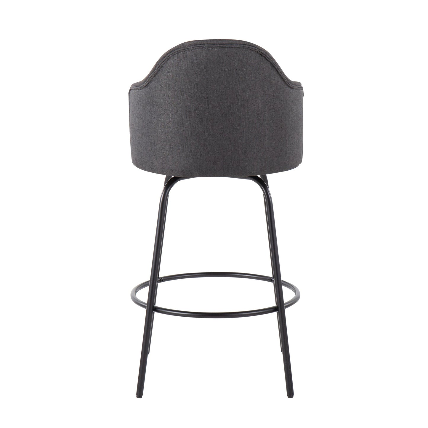 Ahoy Contemporary Fixed-Height Counter Stool in Black Metal and Charcoal Fabric By LumiSource - Set of 2 | Counter Stools | Modishstore - 8