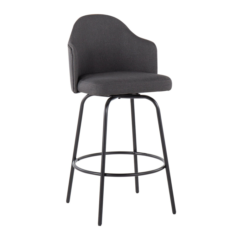 Ahoy Contemporary Fixed-Height Counter Stool in Black Metal and Charcoal Fabric By LumiSource - Set of 2 | Counter Stools | Modishstore - 5