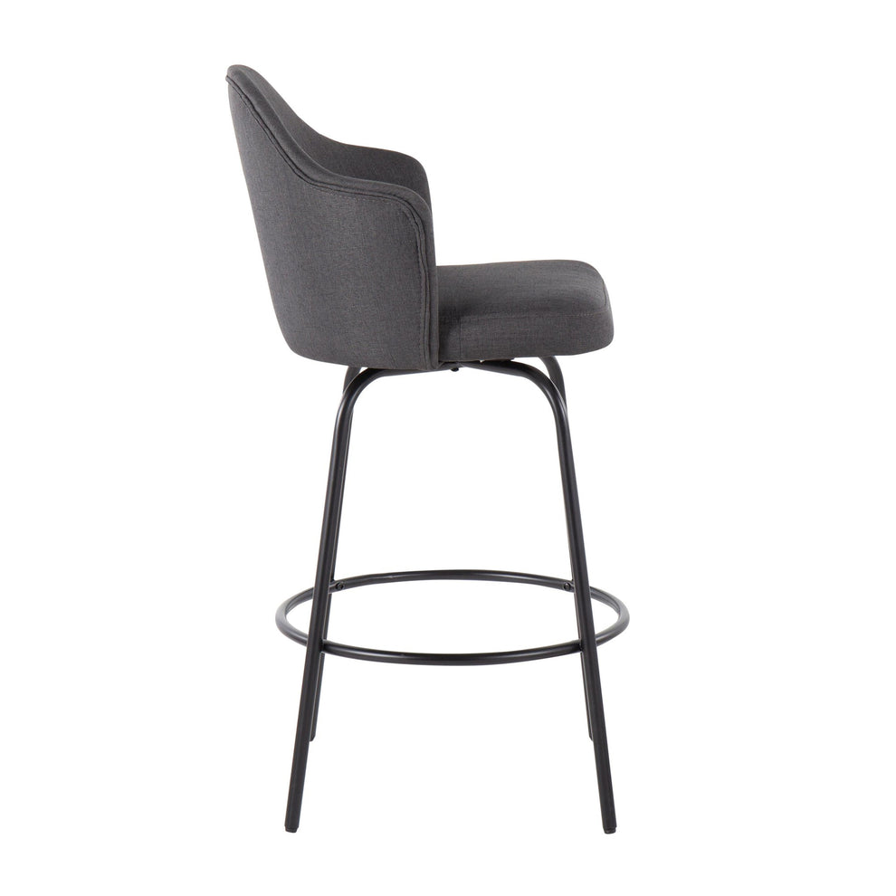 Ahoy Contemporary Fixed-Height Counter Stool in Black Metal and Charcoal Fabric By LumiSource - Set of 2 | Counter Stools | Modishstore - 6