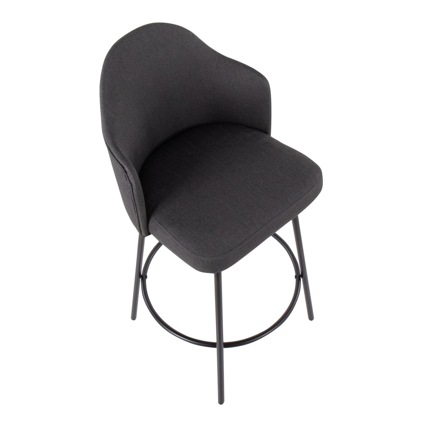 Ahoy Contemporary Fixed-Height Counter Stool in Black Metal and Charcoal Fabric By LumiSource - Set of 2 | Counter Stools | Modishstore - 3