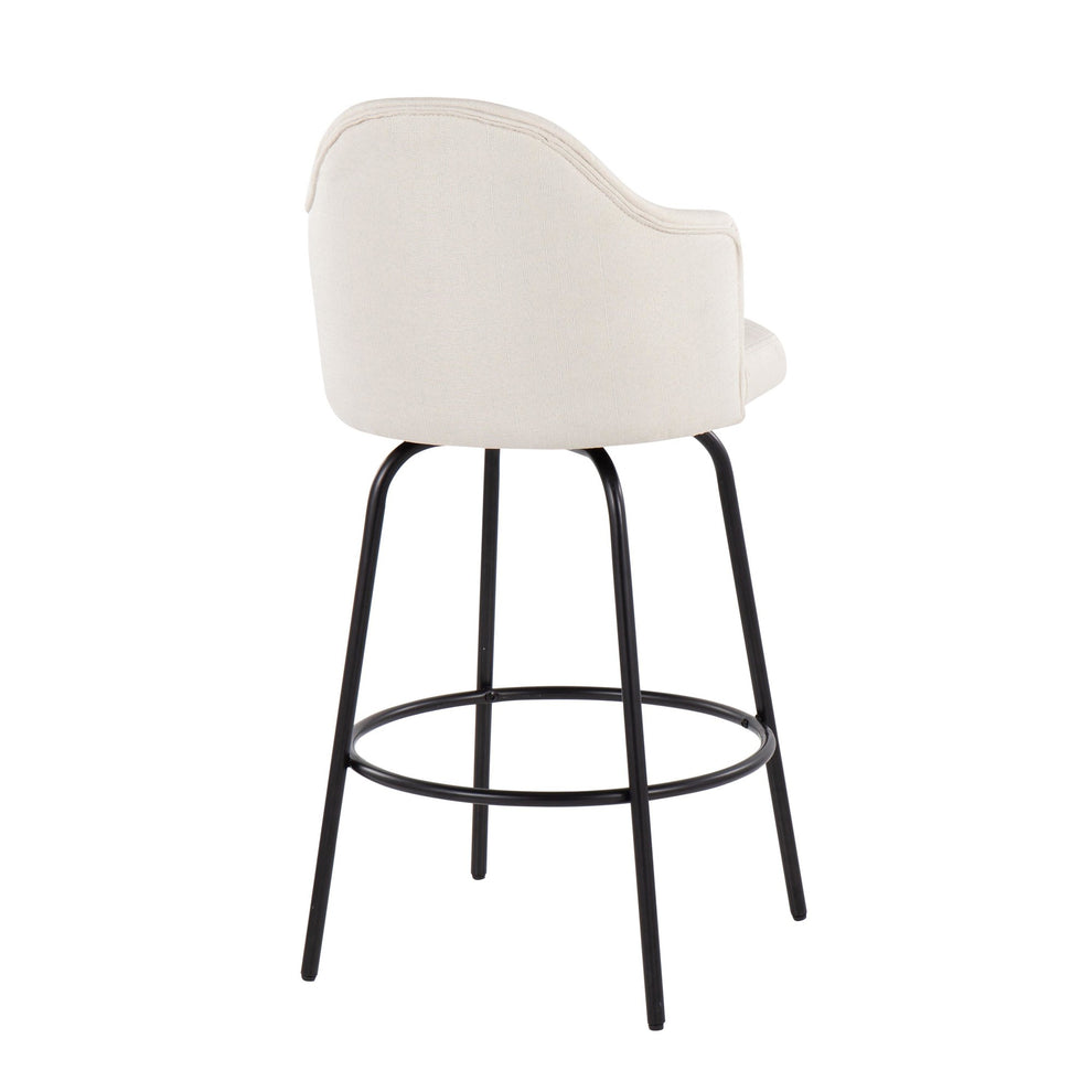 Ahoy Contemporary Fixed-Height Counter Stool in Black Metal and Charcoal Fabric By LumiSource - Set of 2 | Counter Stools | Modishstore - 15