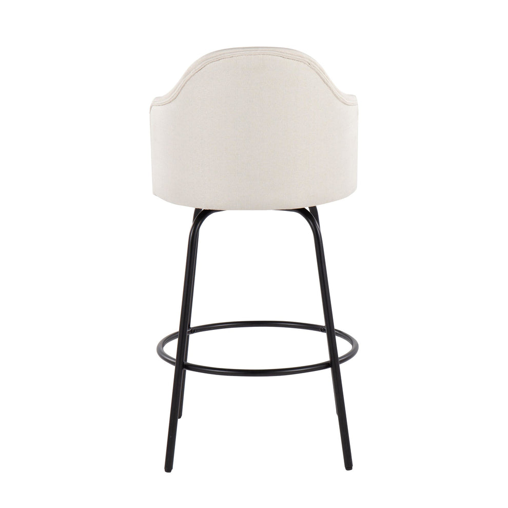 Ahoy Contemporary Fixed-Height Counter Stool in Black Metal and Charcoal Fabric By LumiSource - Set of 2 | Counter Stools | Modishstore - 16