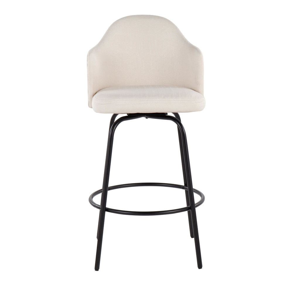 Ahoy Contemporary Fixed-Height Counter Stool in Black Metal and Charcoal Fabric By LumiSource - Set of 2 | Counter Stools | Modishstore - 10