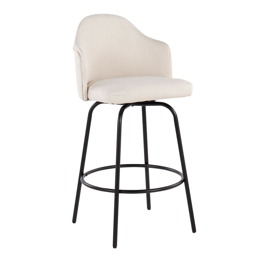 Ahoy Contemporary Fixed-Height Counter Stool in Black Metal and Charcoal Fabric By LumiSource - Set of 2 | Counter Stools | Modishstore - 13