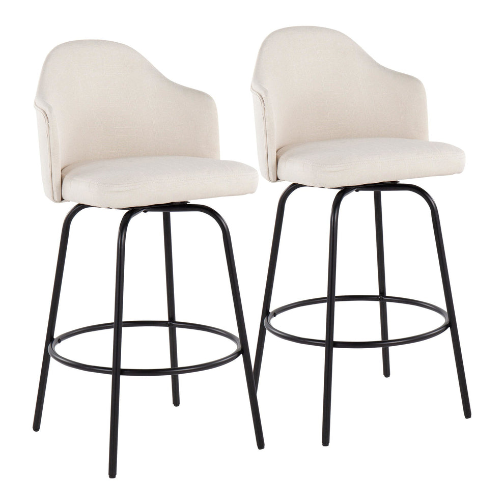 Ahoy Contemporary Fixed-Height Counter Stool in Black Metal and Charcoal Fabric By LumiSource - Set of 2 | Counter Stools | Modishstore - 9