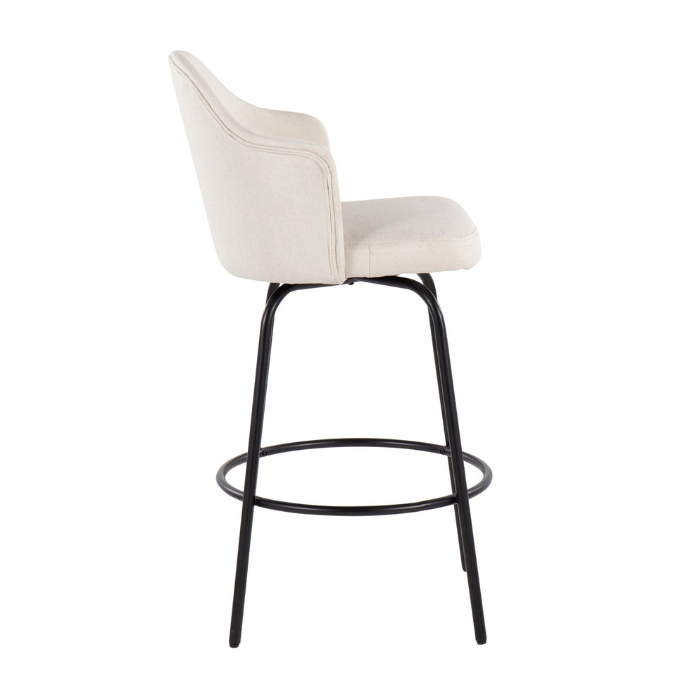 Ahoy Contemporary Fixed-Height Counter Stool in Black Metal and Charcoal Fabric By LumiSource - Set of 2 | Counter Stools | Modishstore - 14
