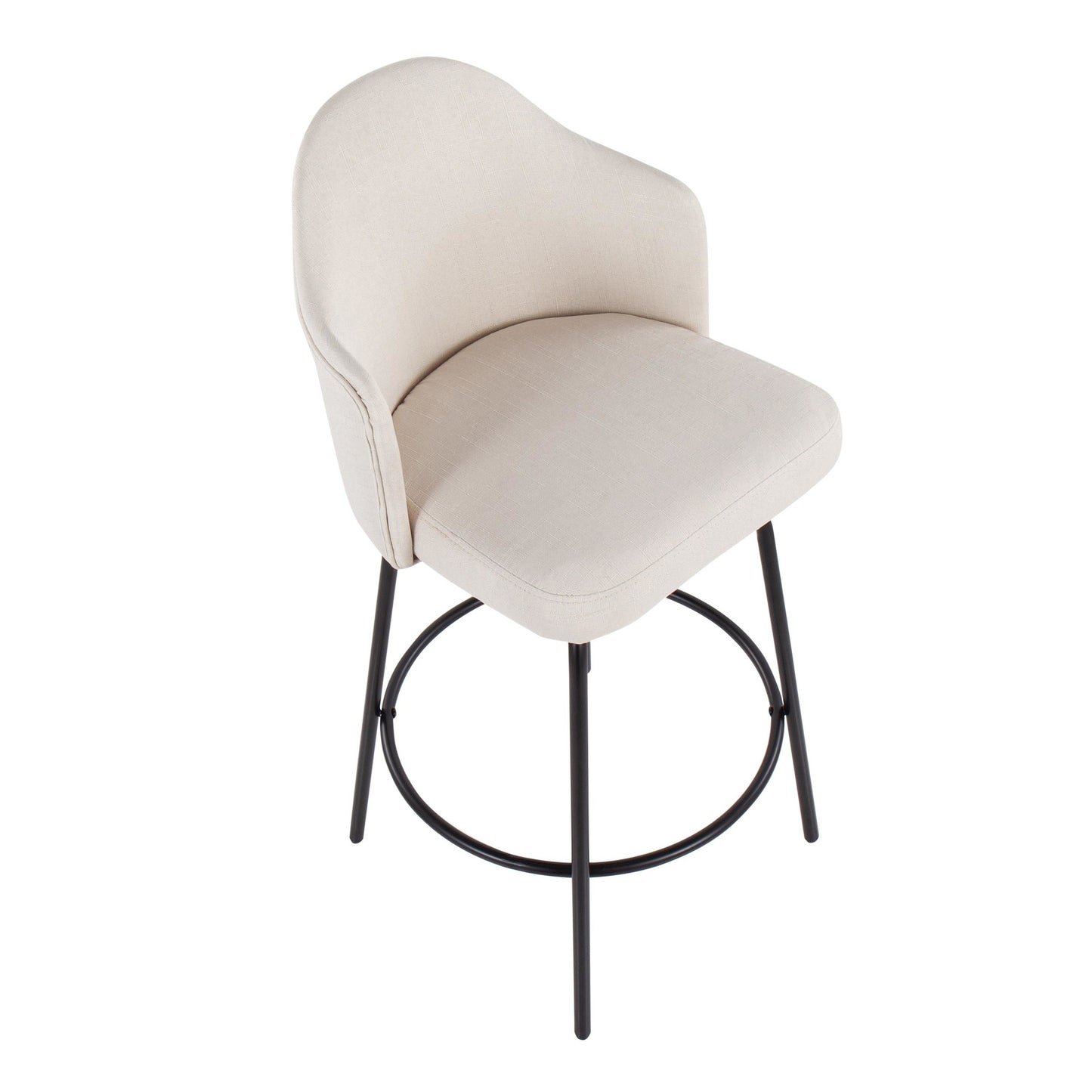 Ahoy Contemporary Fixed-Height Counter Stool in Black Metal and Charcoal Fabric By LumiSource - Set of 2 | Counter Stools | Modishstore - 11