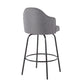 Ahoy Contemporary Fixed-Height Counter Stool in Black Metal and Grey Fabric By LumiSource - Set of 2 | Counter Stools | Modishstore - 7