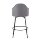 Ahoy Contemporary Fixed-Height Counter Stool in Black Metal and Grey Fabric By LumiSource - Set of 2 | Counter Stools | Modishstore - 8