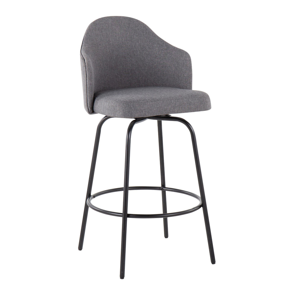 Ahoy Contemporary Fixed-Height Counter Stool in Black Metal and Grey Fabric By LumiSource - Set of 2 | Counter Stools | Modishstore - 5