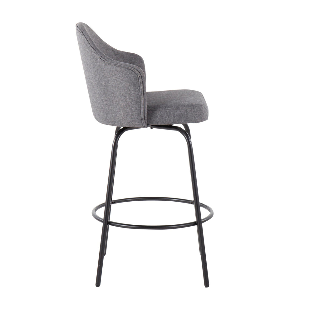 Ahoy Contemporary Fixed-Height Counter Stool in Black Metal and Grey Fabric By LumiSource - Set of 2 | Counter Stools | Modishstore - 6
