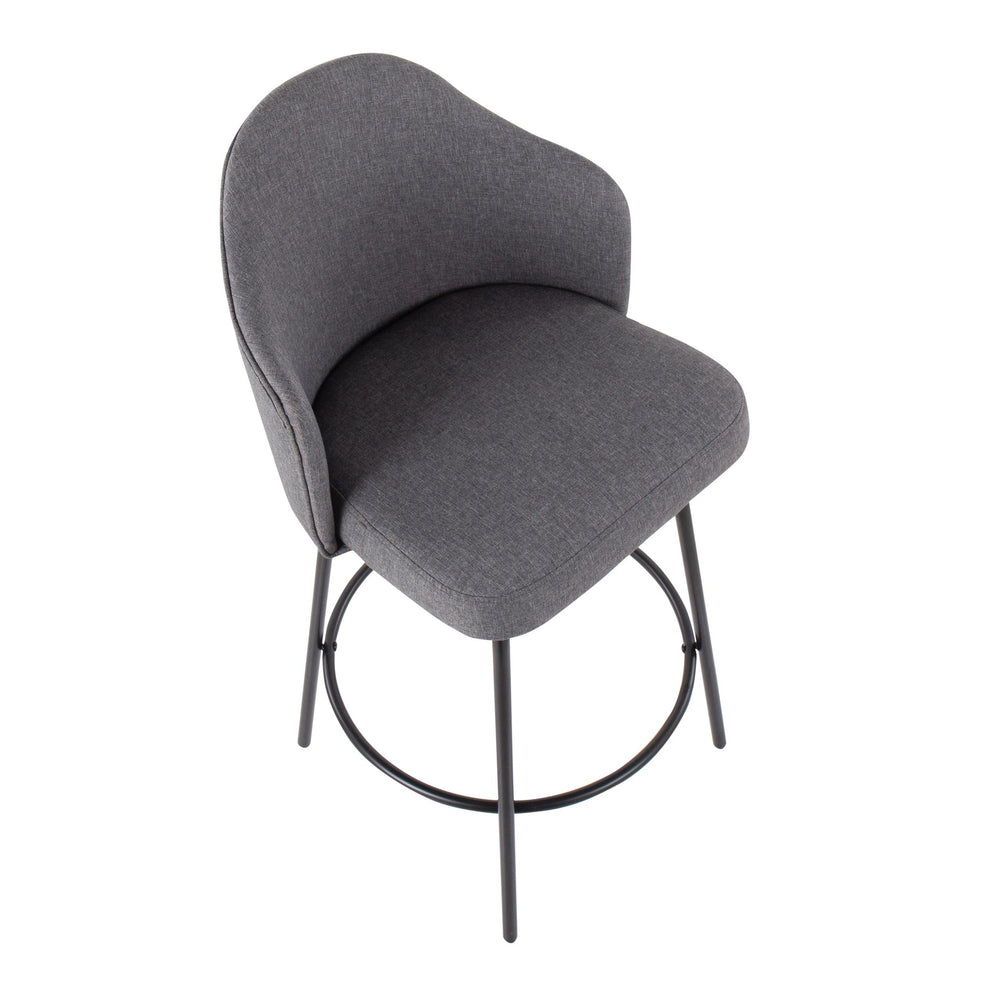 Ahoy Contemporary Fixed-Height Counter Stool in Black Metal and Grey Fabric By LumiSource - Set of 2 | Counter Stools | Modishstore - 3