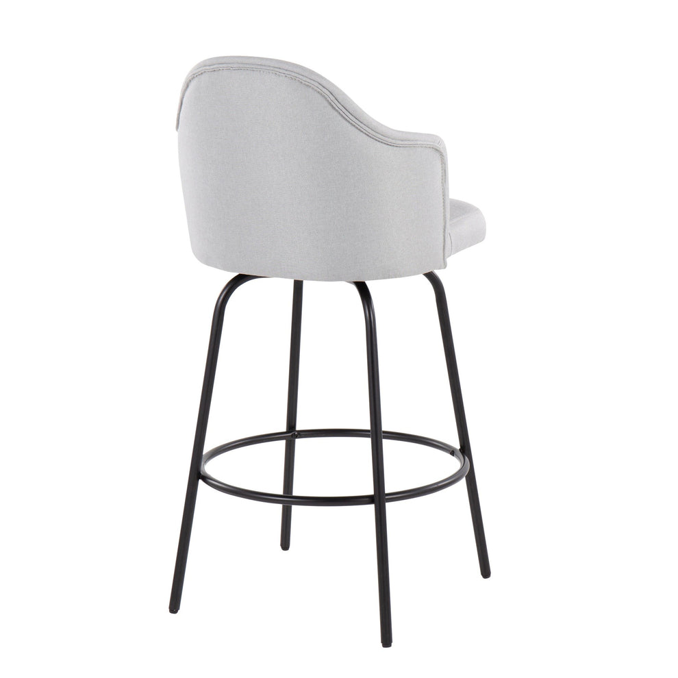 Ahoy Contemporary Fixed-Height Counter Stool in Black Metal and Light Grey Fabric By LumiSource - Set of 2 | Counter Stools | Modishstore - 7
