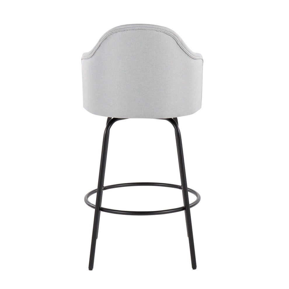 Ahoy Contemporary Fixed-Height Counter Stool in Black Metal and Light Grey Fabric By LumiSource - Set of 2 | Counter Stools | Modishstore - 8
