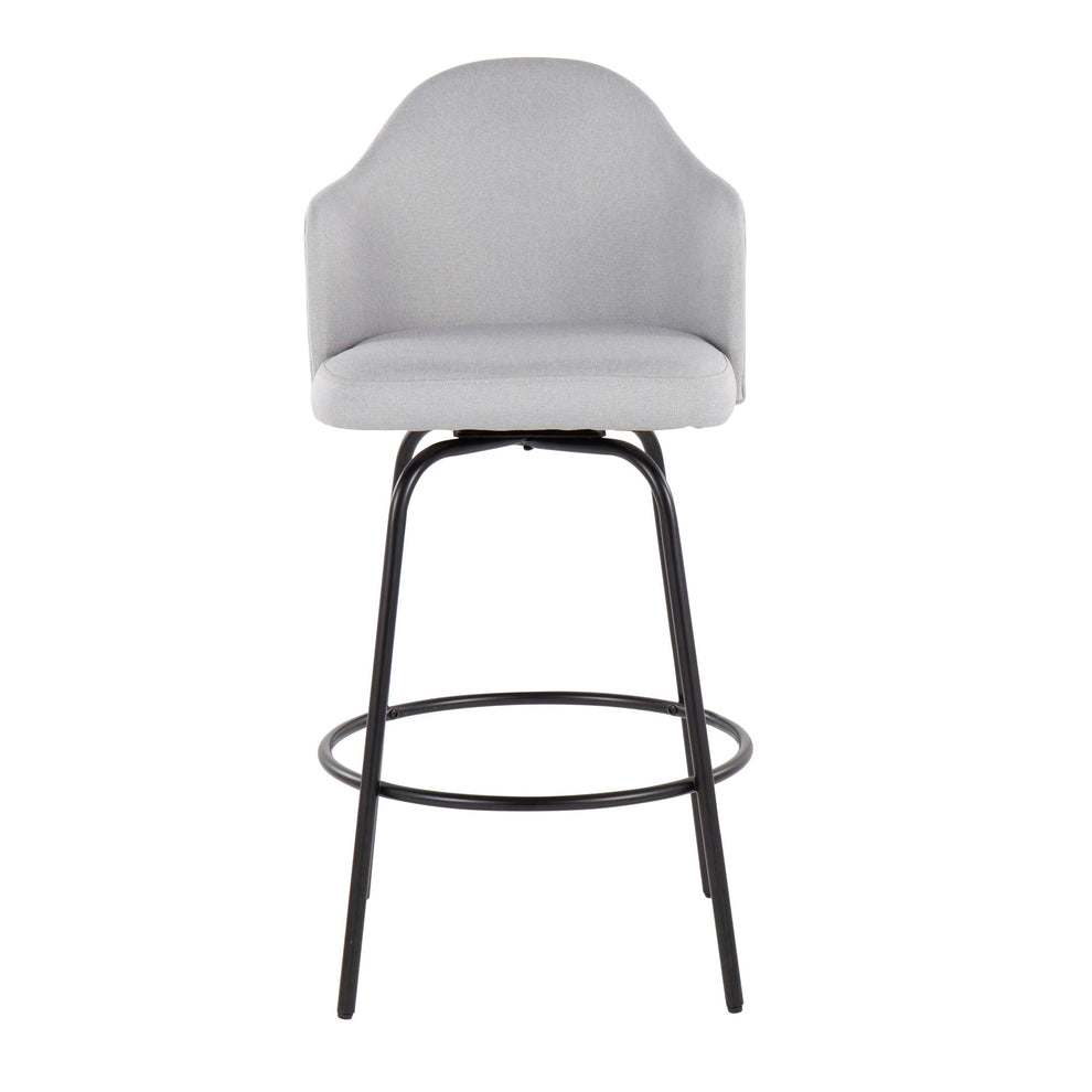Ahoy Contemporary Fixed-Height Counter Stool in Black Metal and Light Grey Fabric By LumiSource - Set of 2 | Counter Stools | Modishstore - 2