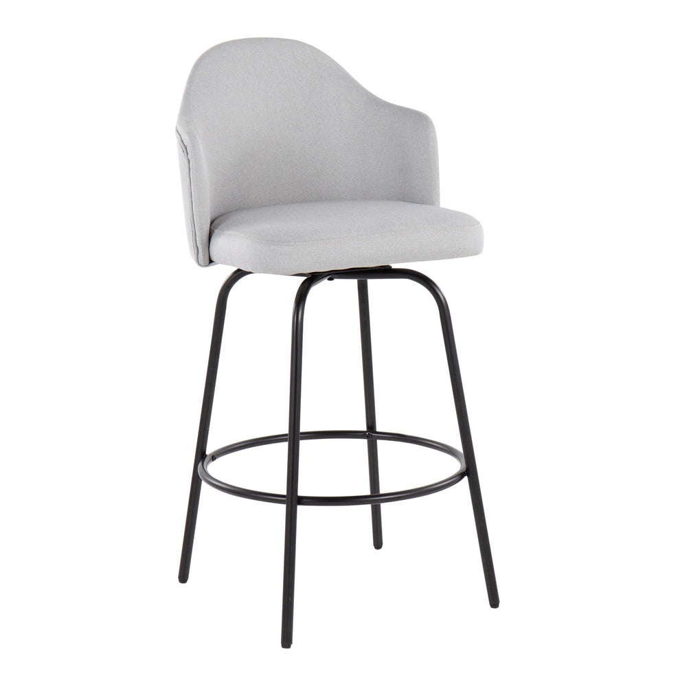 Ahoy Contemporary Fixed-Height Counter Stool in Black Metal and Light Grey Fabric By LumiSource - Set of 2 | Counter Stools | Modishstore - 5