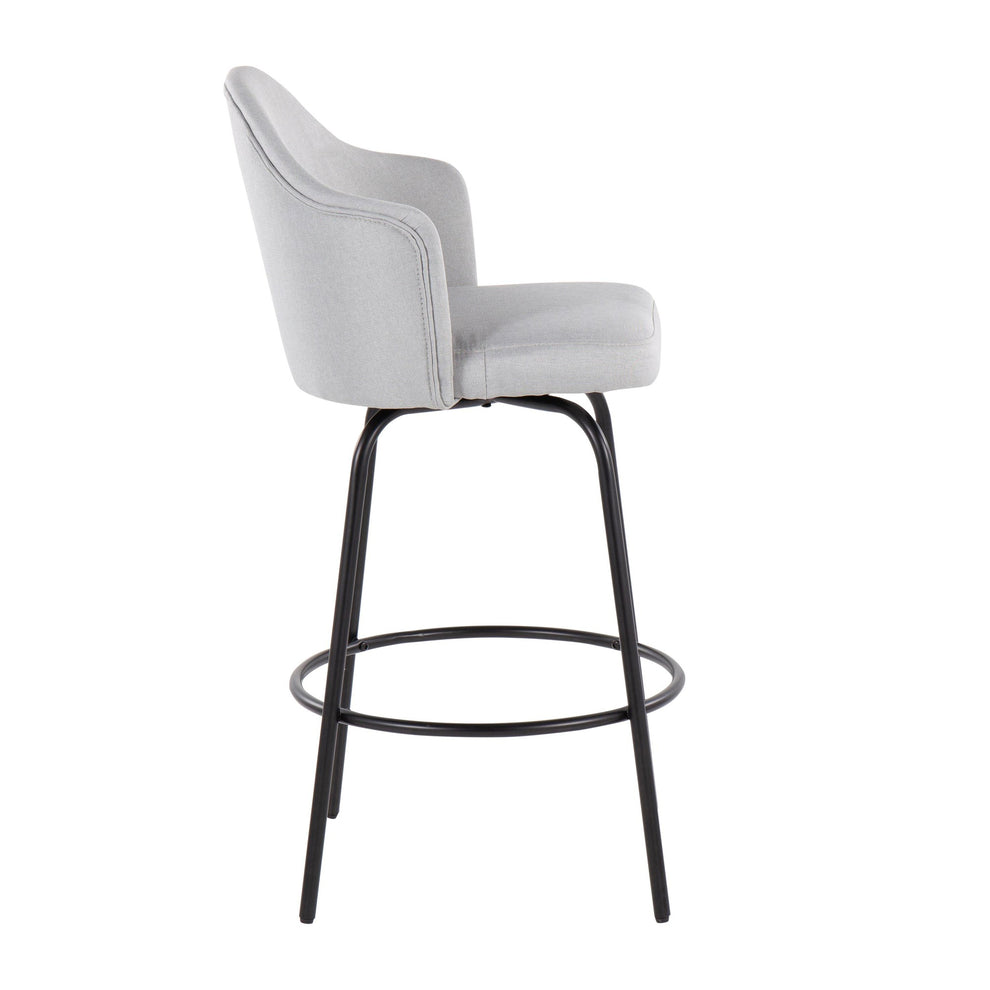 Ahoy Contemporary Fixed-Height Counter Stool in Black Metal and Light Grey Fabric By LumiSource - Set of 2 | Counter Stools | Modishstore - 6