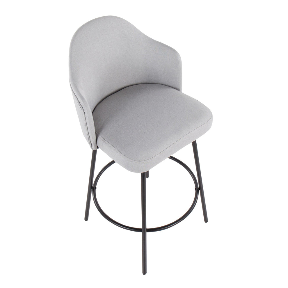 Ahoy Contemporary Fixed-Height Counter Stool in Black Metal and Light Grey Fabric By LumiSource - Set of 2 | Counter Stools | Modishstore - 3