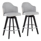 Ahoy Contemporary 26" Fixed-Height Counter Stool with Black Wood Legs and Round Chrome Metal Footrest with Charcoal Fabric Seat and Natural Bamboo Back By LumiSource - Set of 2 | Counter Stools | Modishstore - 17