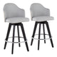 Ahoy Contemporary 26" Fixed-Height Counter Stool with Black Wood Legs and Round Chrome Metal Footrest with Charcoal Fabric Seat and Natural Bamboo Back By LumiSource - Set of 2 | Counter Stools | Modishstore - 17