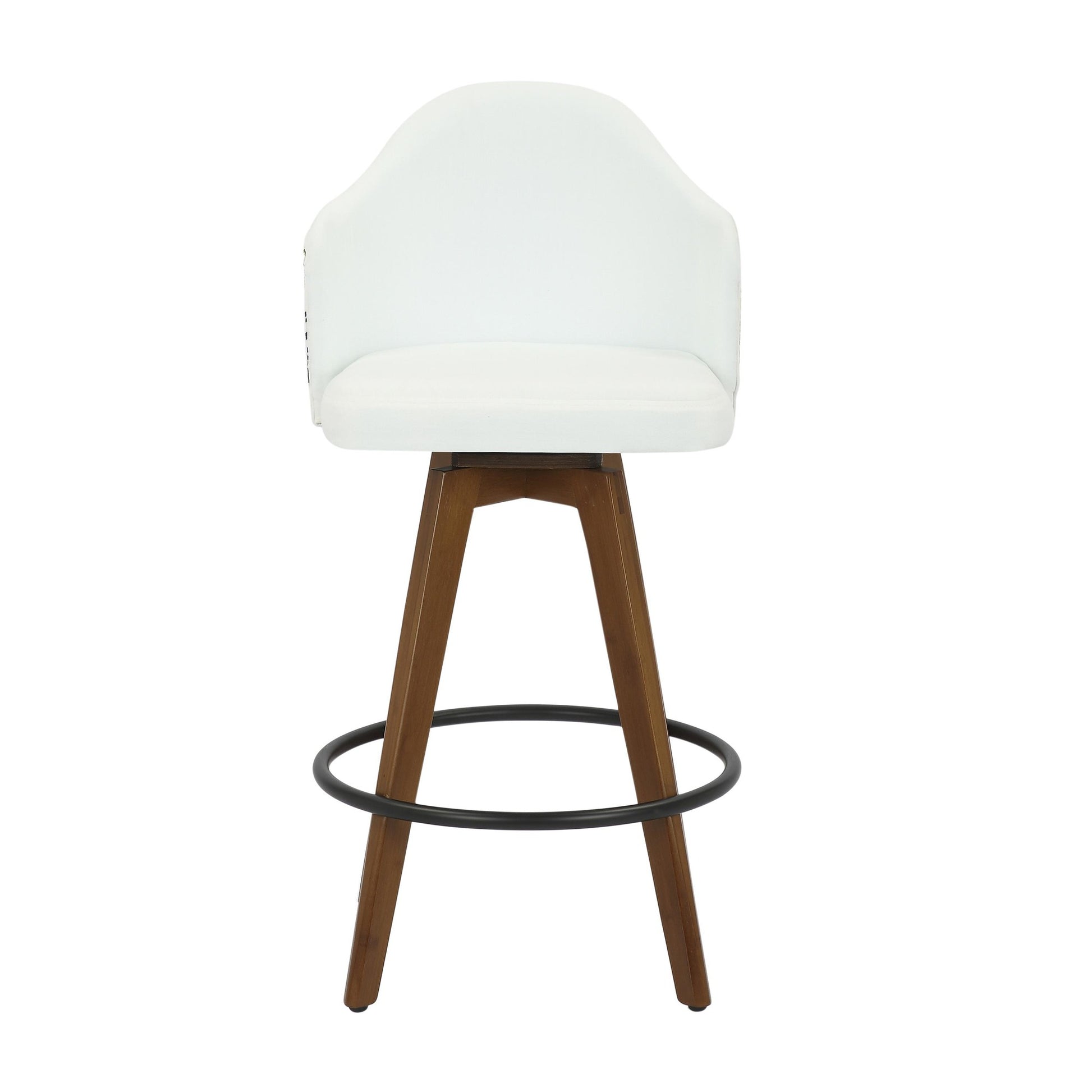 Ahoy Mid-Century Counter Stool in Walnut and White Fabric with Floral Design By LumiSource | Counter Stools | Modishstore - 10