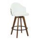 Ahoy Mid-Century Counter Stool in Walnut and White Fabric with Floral Design By LumiSource | Counter Stools | Modishstore