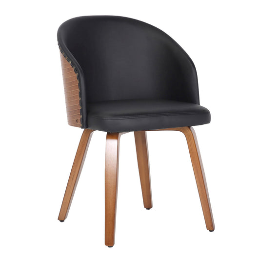 Ahoy Mid-Century Modern Side Chair in Walnut Bamboo and Black Faux Leather By LumiSource | Side Chairs | Modishstore