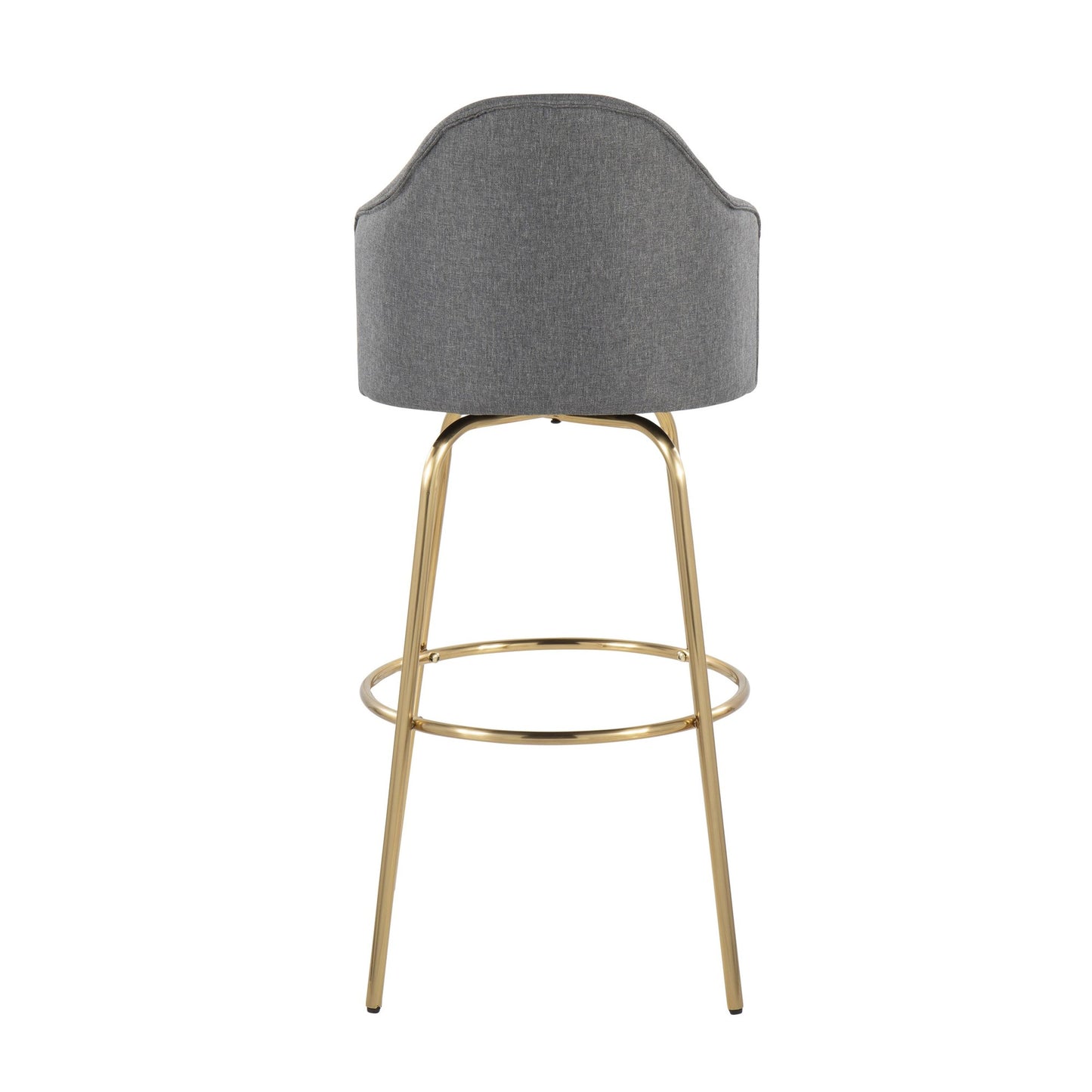 Ahoy Contemporary Fixed-Height Bar Stool with Gold Metal Legs and Round Gold Metal Footrest with Charcoal Fabric Seat By LumiSource - Set of 2 | Bar Stools | Modishstore - 24